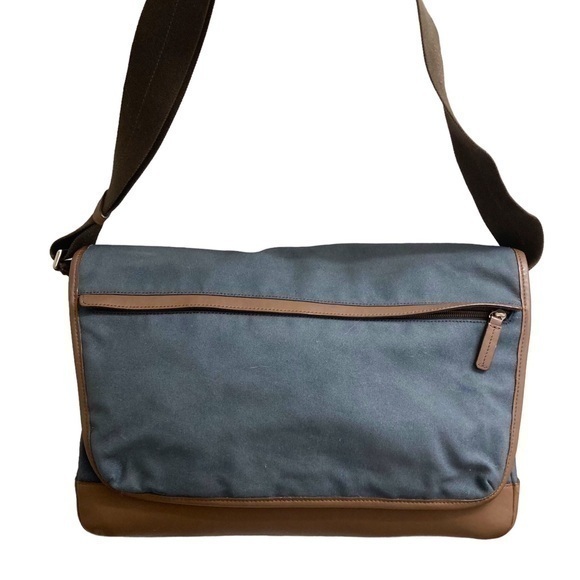 Coach F70629 mens blue brown messenger crossbody bag